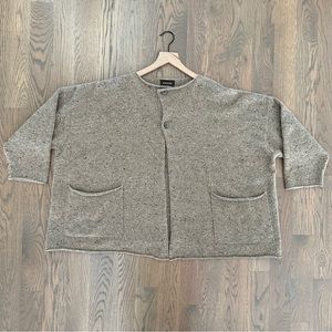 Eskandar Donegal Cashmere Blend Button Front Cardigan Sweater in Brown One Size